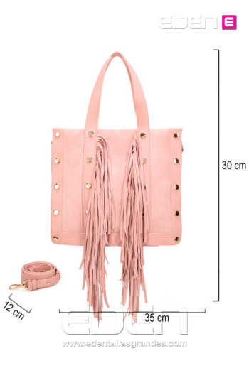 Bolso Shopper con Flecos Rosa Claro - Imagen 1