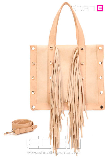 Bolso Shopper con Flecos Durazno - Imagen 1