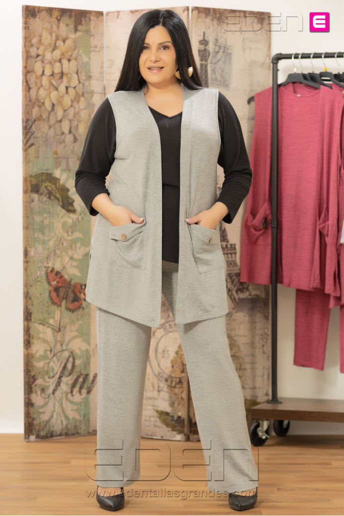 Pantalón Punto Suelto Gris Amelia Velika - Imagen 1