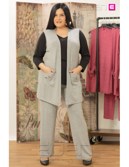 Pantalón Punto Suelto Gris Amelia Velika - Imagen 1