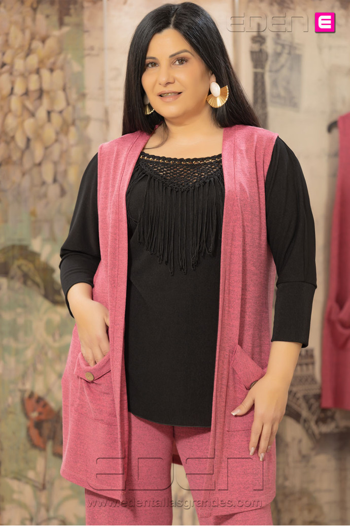 Chaleco Punto Rosa Amelia Velika - Imagen 1