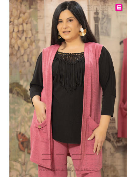 Chaleco Punto Rosa Amelia Velika - Imagen 1