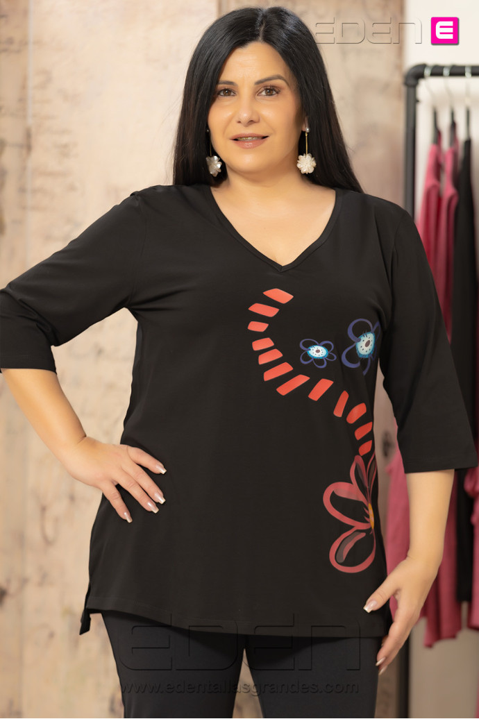 Camiseta Sendero de Primavera Negro Velika - Imagen 1