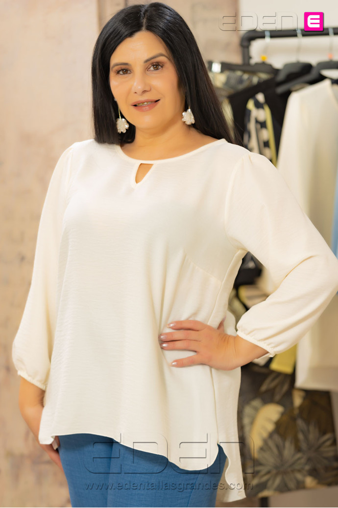 Blusa Mallorca Cloud Dancer Con Alma - Imagen 2