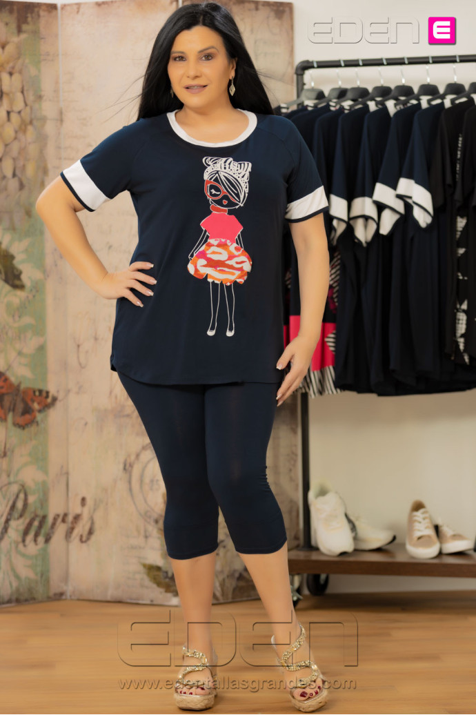 Leggins Pirata Marino Viscosa Isabel G - Imagen 1