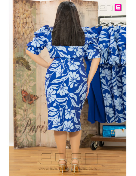 Vestido Capela Estampado Flores Azul Laazo 80 - Imagen 3