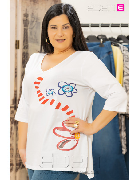 Camiseta Sendero de Primavera Blanco Velika - Imagen 1