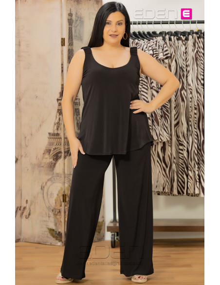 Pantalón Punto Fluido Recto Negro Anvito - Imagen 1