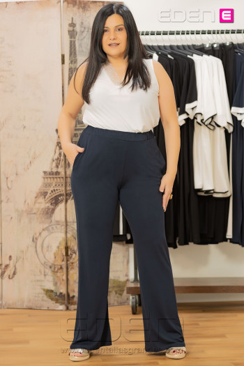 Pantalón Lucia  Suelto Viscosa Marino Isabel G - Imagen 2