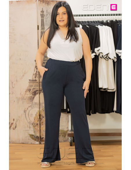 Pantalón Lucia  Suelto Viscosa Marino Isabel G - Imagen 2