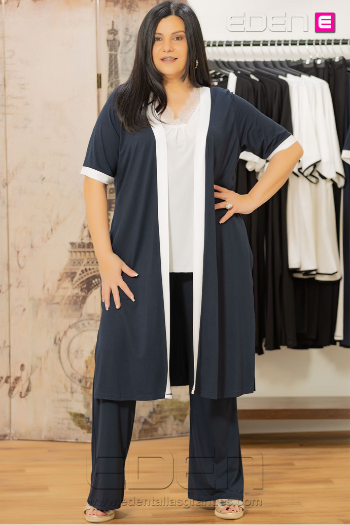 Pantalón Lucia  Suelto Viscosa Marino Isabel G - Imagen 1