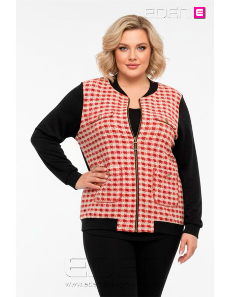 Bomber Cuadros Rojo Indra - Imagen 1