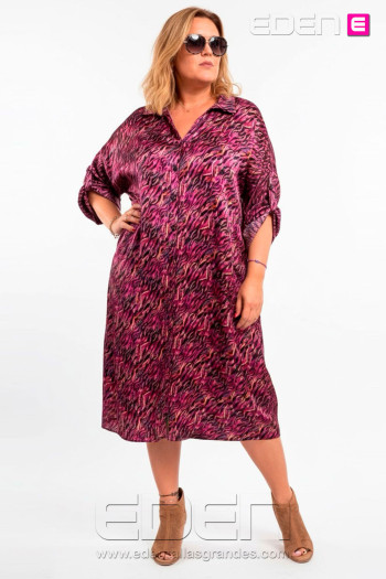 Vestido Camisero Raso Explosión de Color Indra - Imagen 1