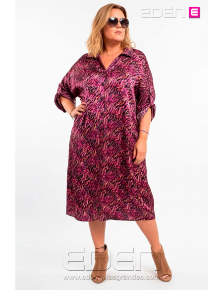 Vestido Camisero Raso Explosión de Color Indra - Imagen 1