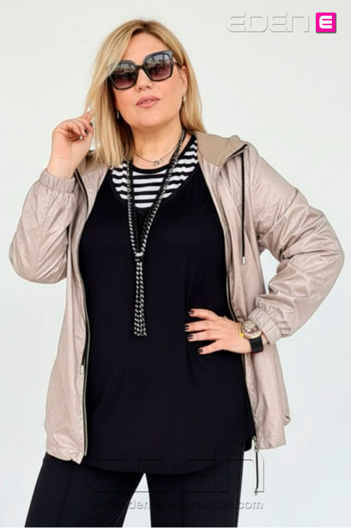 Parka Cortavientos Impermeable Arena Kailani Indra - Imagen 2