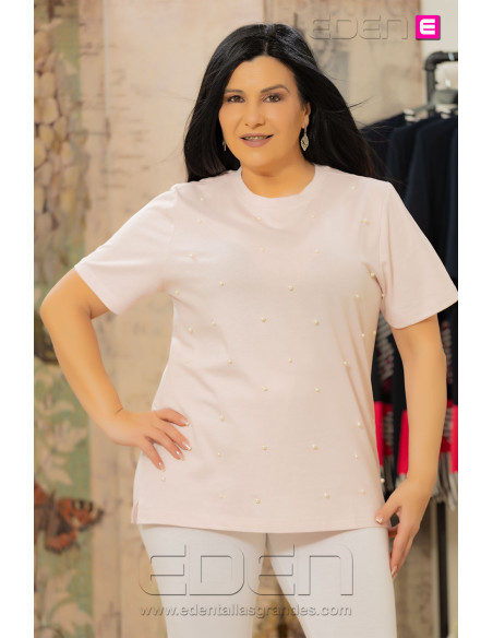 Camiseta Carninna Perlas Rosa only - Imagen 1