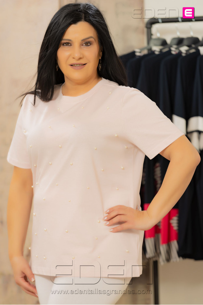 Camiseta Carninna Perlas Rosa only - Imagen 2