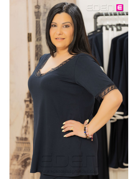 Camiseta Cata Puntilla Marino Isabel G - Imagen 2