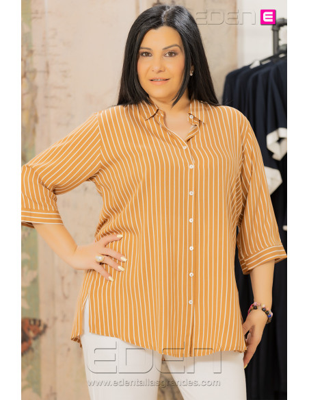 Camisa Rayas Canela Velika - Imagen 1