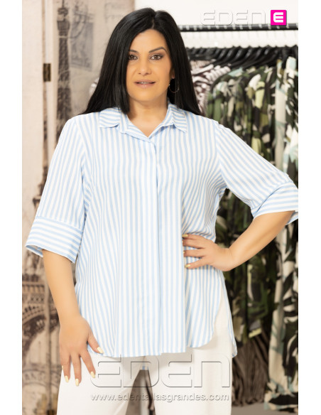 Camisa Maika Rayas Azules Anvito - Imagen 1
