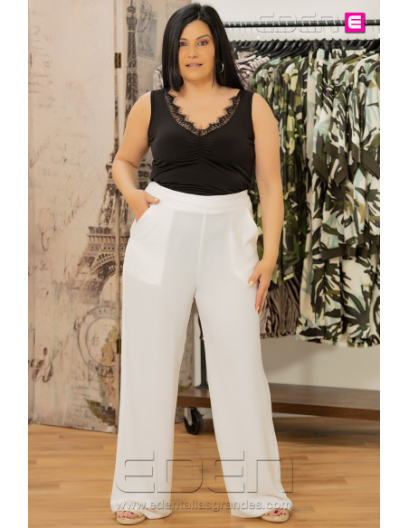 Pantalón Largo Palazzo Blanco anvito - Imagen 2