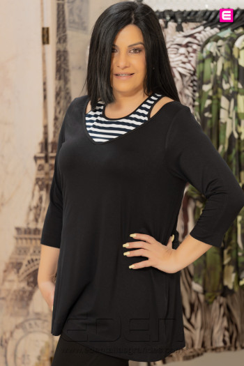 Camiseta Venecia Rayas Negro Indra - Imagen 2