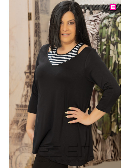 Camiseta Venecia Rayas Negro Indra - Imagen 2