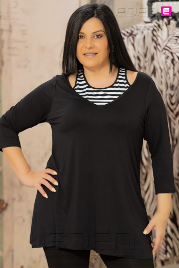 Camiseta Venecia Rayas Negro Indra - Imagen 1