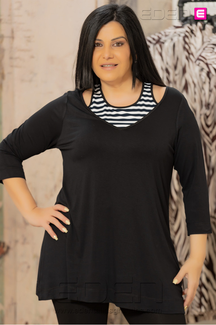 Camiseta Venecia Rayas Negro Indra - Imagen 1