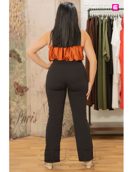 Pantalón Crep Bolsillos Negro Valeria Milano - Imagen 2