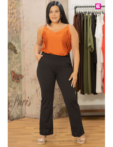 Pantalón Crep Bolsillos Negro Valeria Milano - Imagen 1