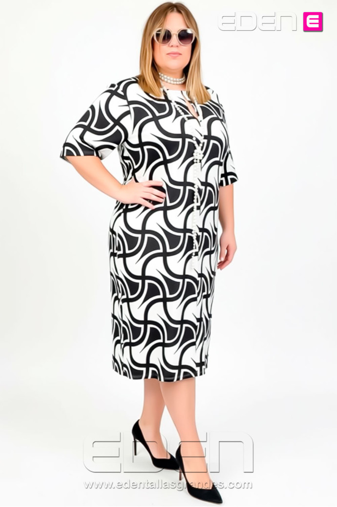 Vestido Roma Blanco y Negro Indra - Imagen 2