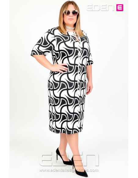 Vestido Roma Blanco y Negro Indra - Imagen 2