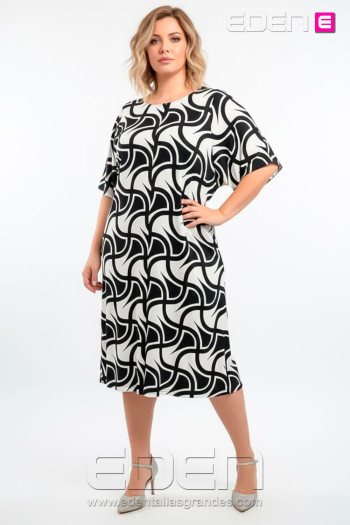 Vestido Roma Blanco y Negro Indra - Imagen 1