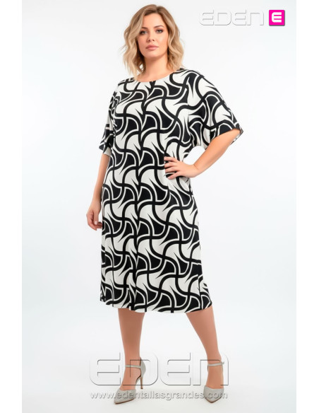 Vestido Roma Blanco y Negro Indra - Imagen 1