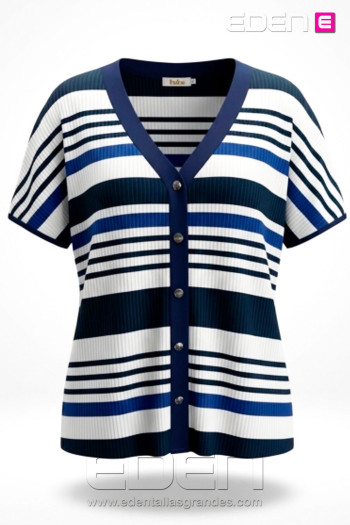 Camiseta Botones Rayas Azules Indra - Imagen 2