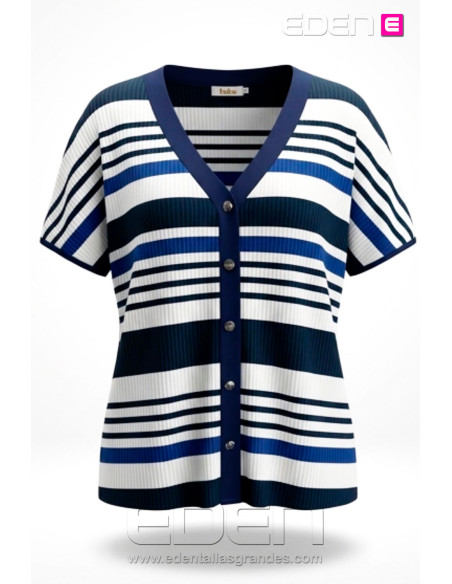 Camiseta Botones Rayas Azules Indra - Imagen 2