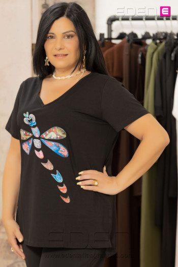 Camiseta Algodón Libelula negro Velika - Imagen 2