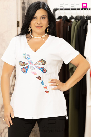 Camiseta Algodón Libelula Blanca Velika - Imagen 1
