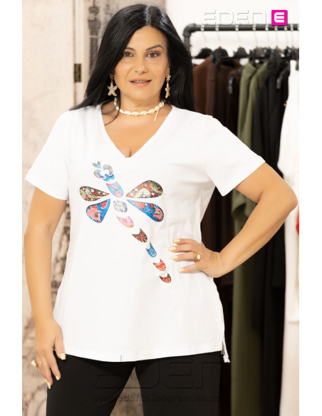 Camiseta Algodón Libelula Blanca Velika - Imagen 1