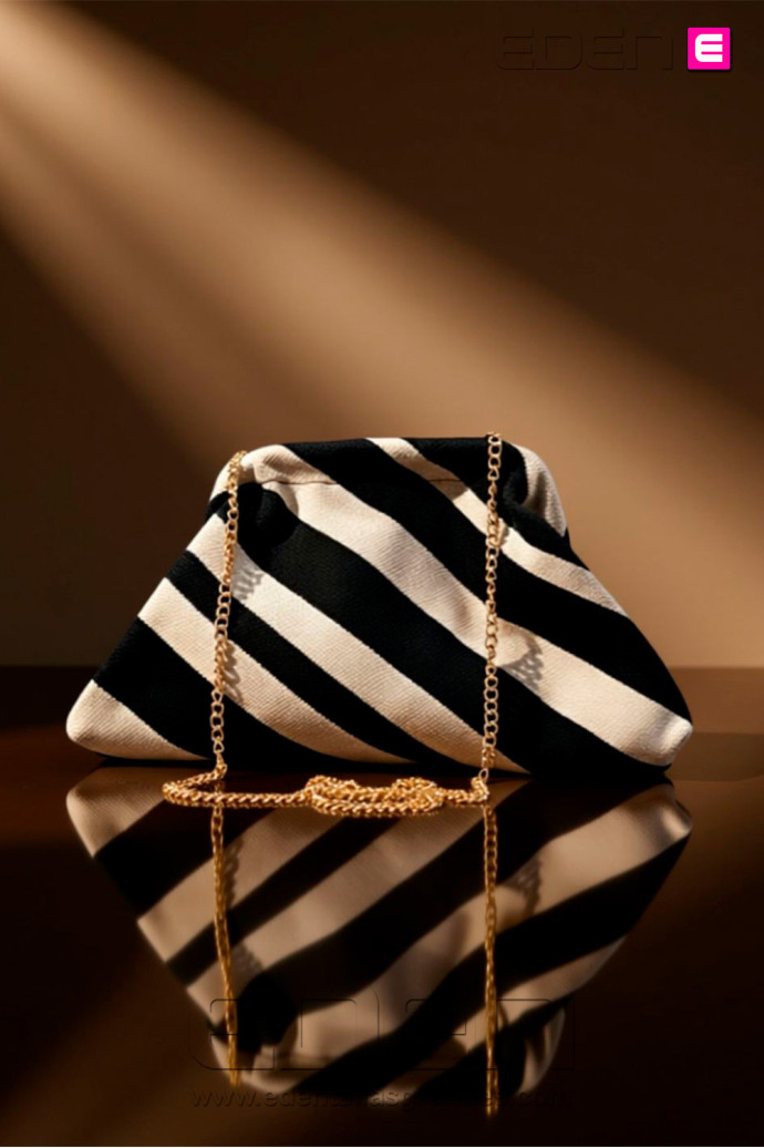 Bolso Cluth Moda Blanco Y Negro - Imagen 1