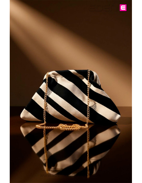 Bolso Cluth Moda Blanco Y Negro - Imagen 1