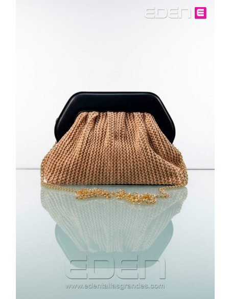 Bolso Clutch Cassandra Rafia Negro - Imagen 1