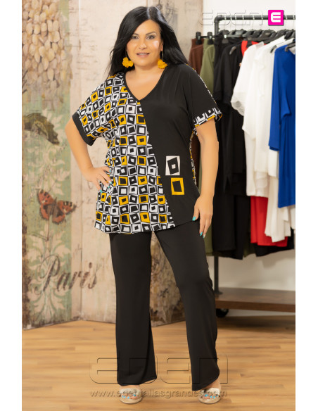 Pantalón Punto Fluido Campana Negro Velika - Imagen 1