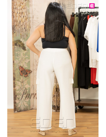 Pantalón Multibolsillos Blanco Velika - Imagen 3