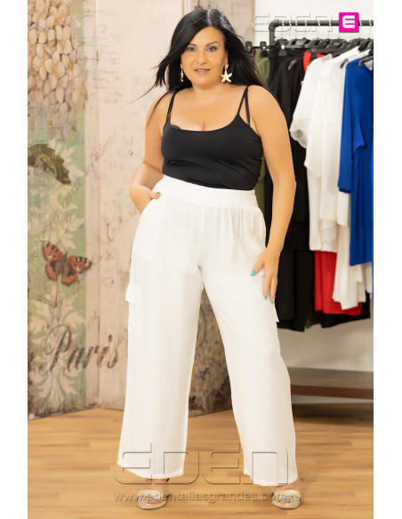 Pantalón Multibolsillos Blanco Velika - Imagen 2