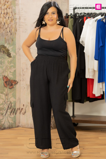 Pantalón Multibolsillos Negro Velika - Imagen 2