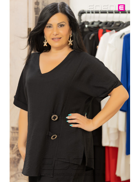 Blusa Botones Negro Velika - Imagen 2
