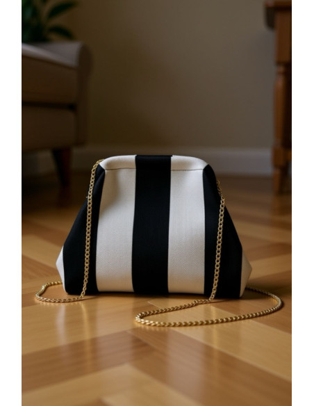 Bolso Cluth Moda Rayas Blanco Y Negro - Imagen 1