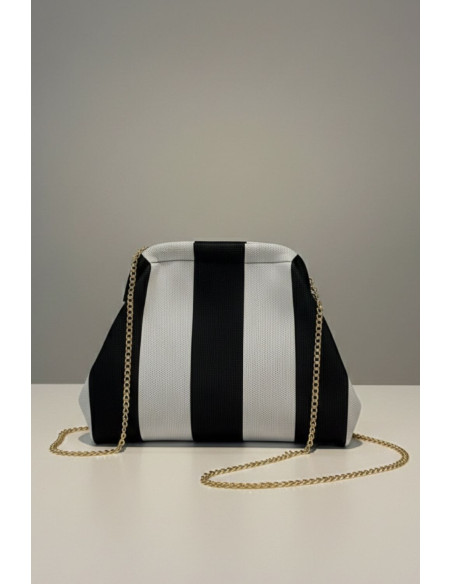 Bolso Cluth Moda Rayas Blanco Y Negro - Imagen 2